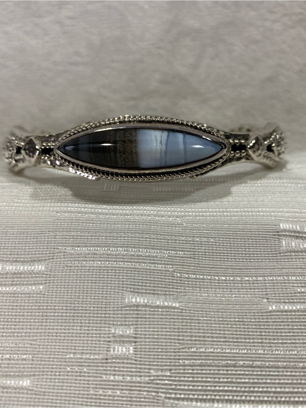 Sarda .925 Sterling Silver Marquise cut Blue Opal Cuff